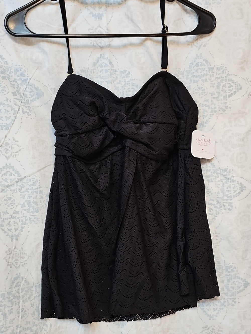 Black Eyelet Neck Strap Tankini By Isabel Maternity